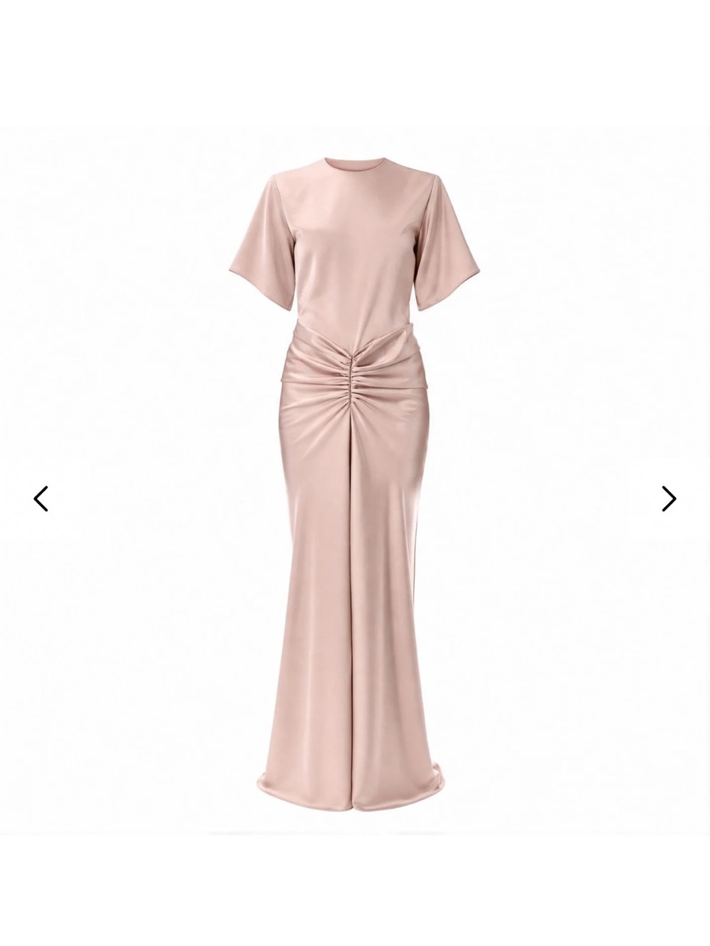 Satin Blush Pink Ruched Waist Maxi Dress